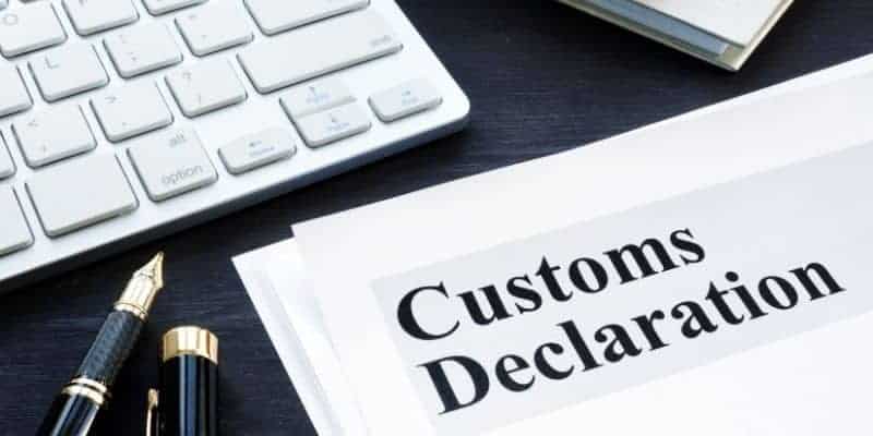 Customs declaration document