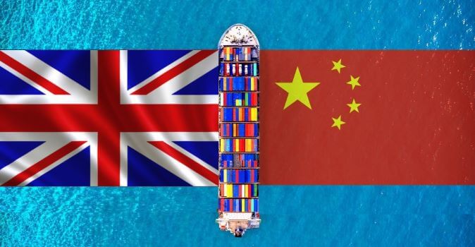 China’s and United Kingdom’s flags China's and United Kingdom's flags