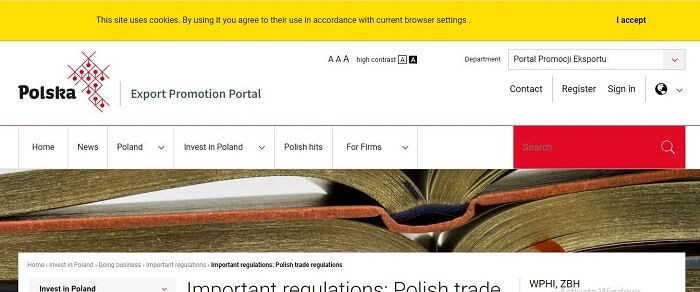 Import Export Regulations website of Poland