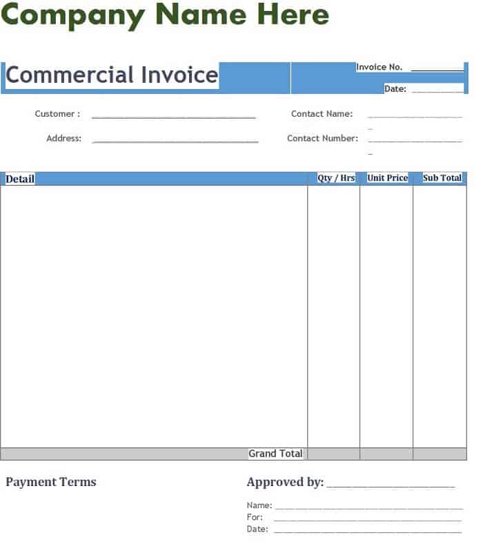 Commercial Invoice Sample