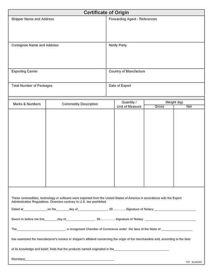 Certificate of origin sample Certificate of origin sample