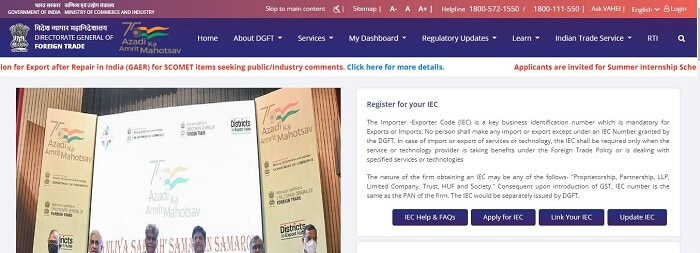 Directorate General of Foreign Trade (DGFT) website Directorate General of Foreign Trade (DGFT) website