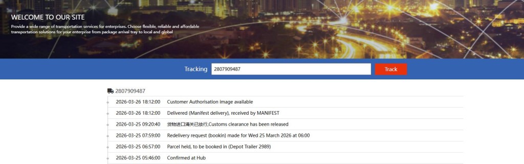 China to UK shipping tracking