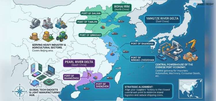 Visual Map of Major Commercial Sea Ports in China