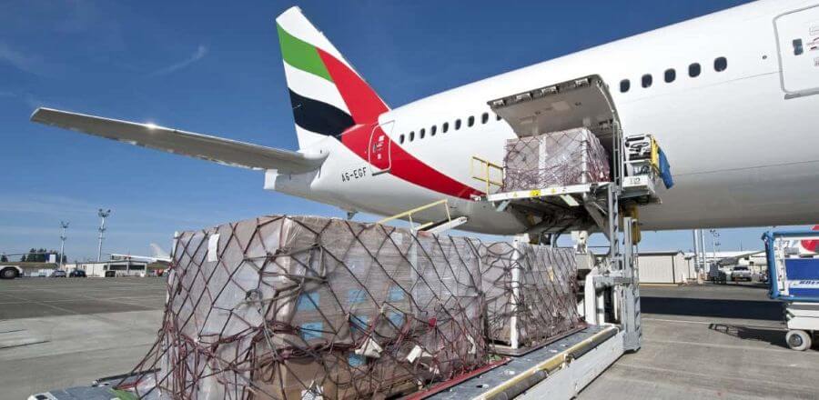 Goods loaded into a cargo plane